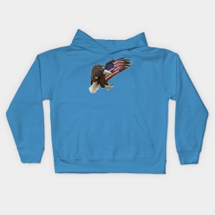 AMERICAN BALD EAGLE FLYING WITH FLAG WINGS Kids Hoodie